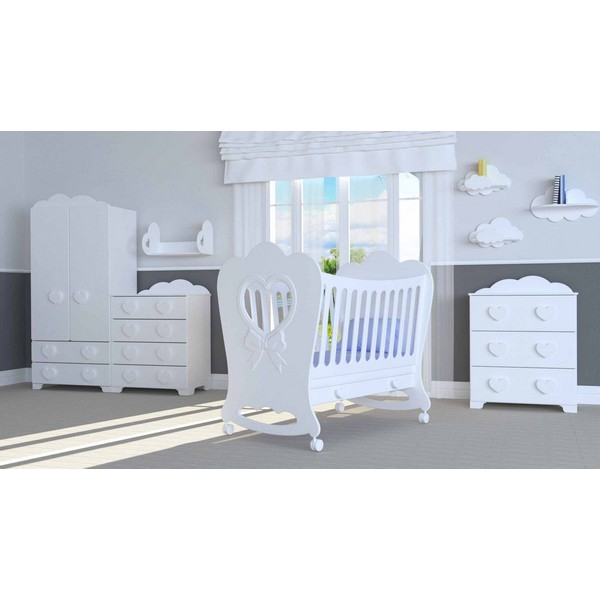 Продукт Bambino Casa Cuori Grandi Felici Bianco - Гардероб Бял - 0 - BG Hlapeta